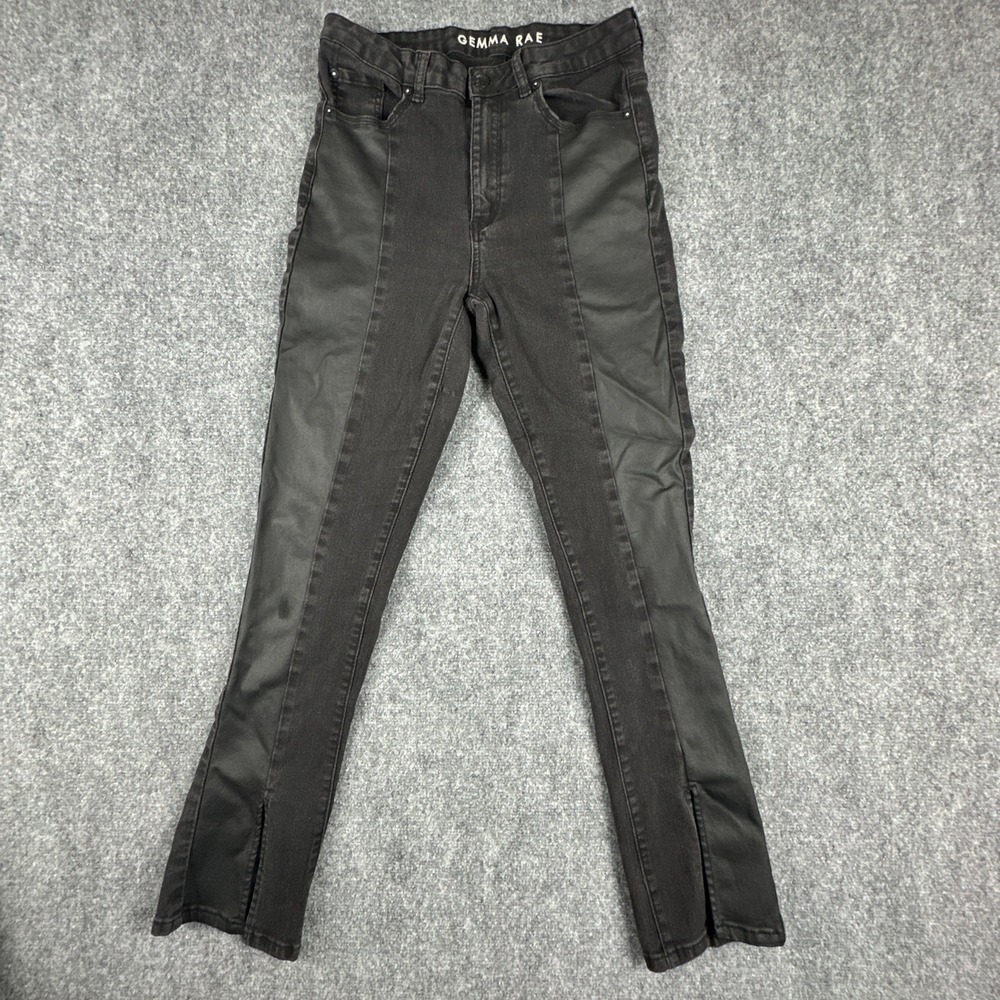 Gemma Rae Jeans Women's Split Flare High Rise Seam Black Size 11 Y2K Streetwear